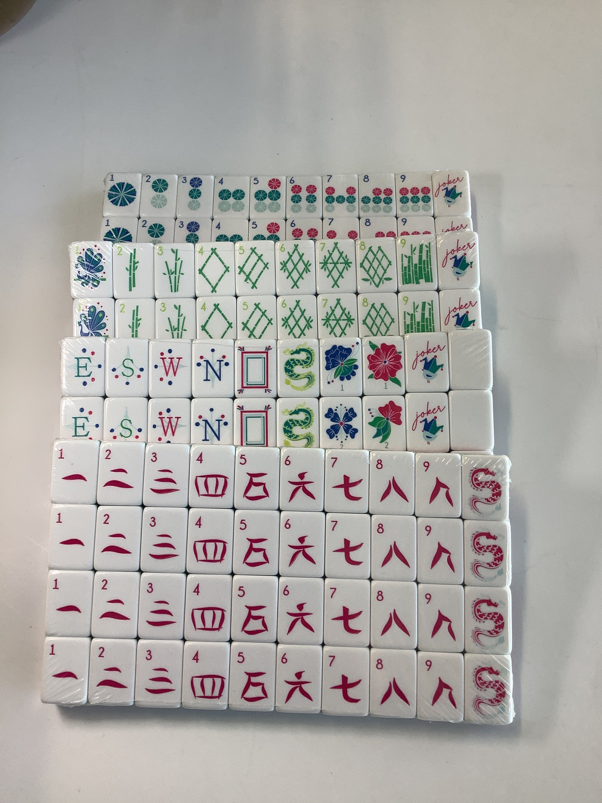 Mahjong tiles - peacock collection red back