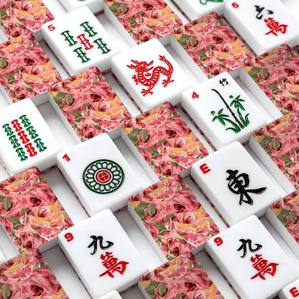 Hand painted Roses American Mahjong Tiles: Bag Set