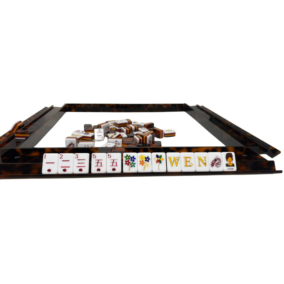 Luxury Handmade Tortoise Shell Acrylic Mahjong Racks and Pushers Set of 4: Tortoise Shell