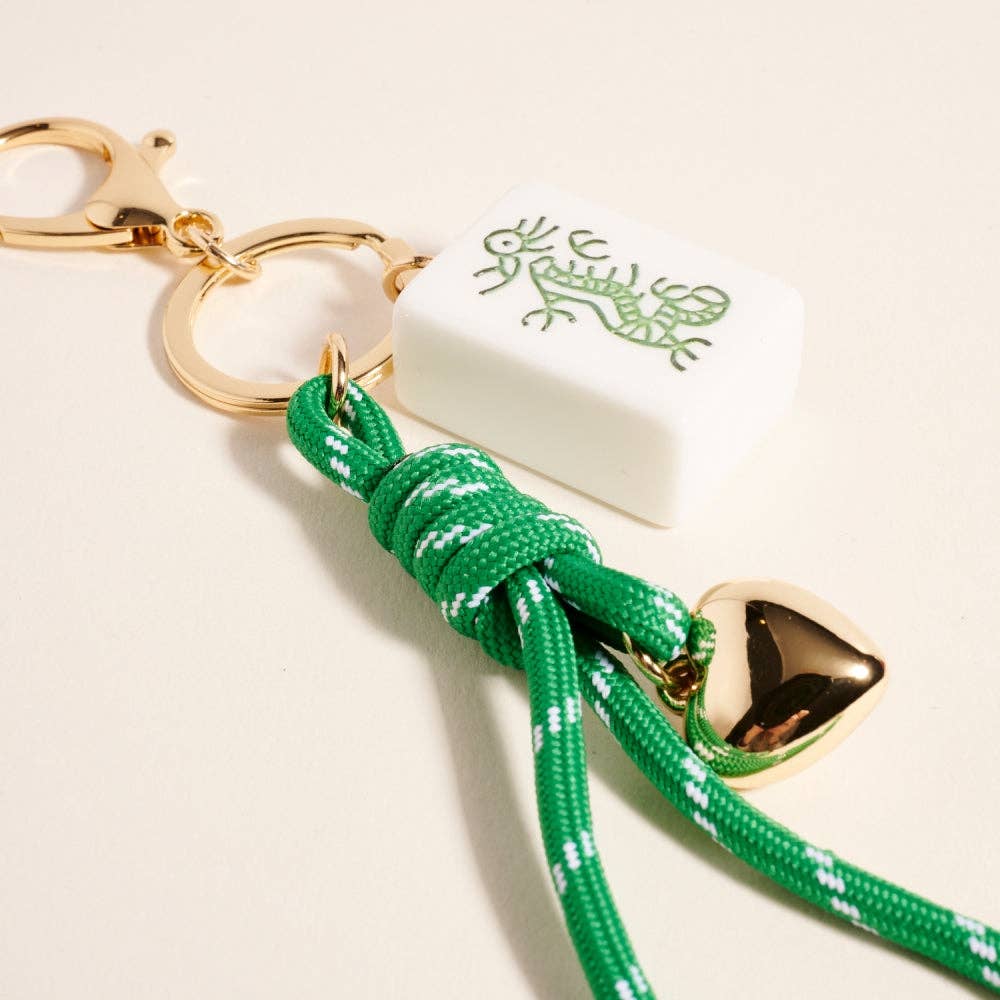 Mahjong Tile Puffy Heart Cord Keychain Bag Charm: Pink / ONE