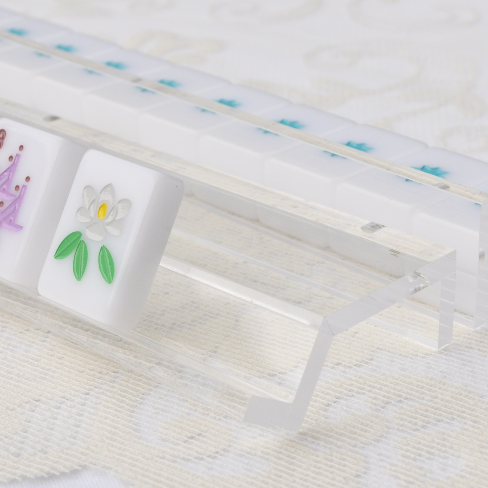 Clear Acrylic Mahjong Rack and Pusher, Set of 4