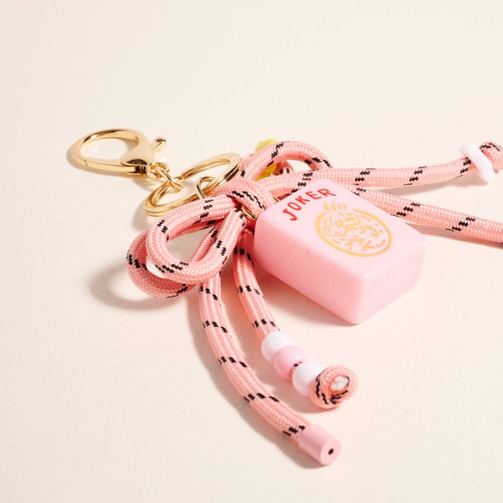 7 Inch Mahjong Joker Tile Cord Keychain Bag Charm: White / ONE