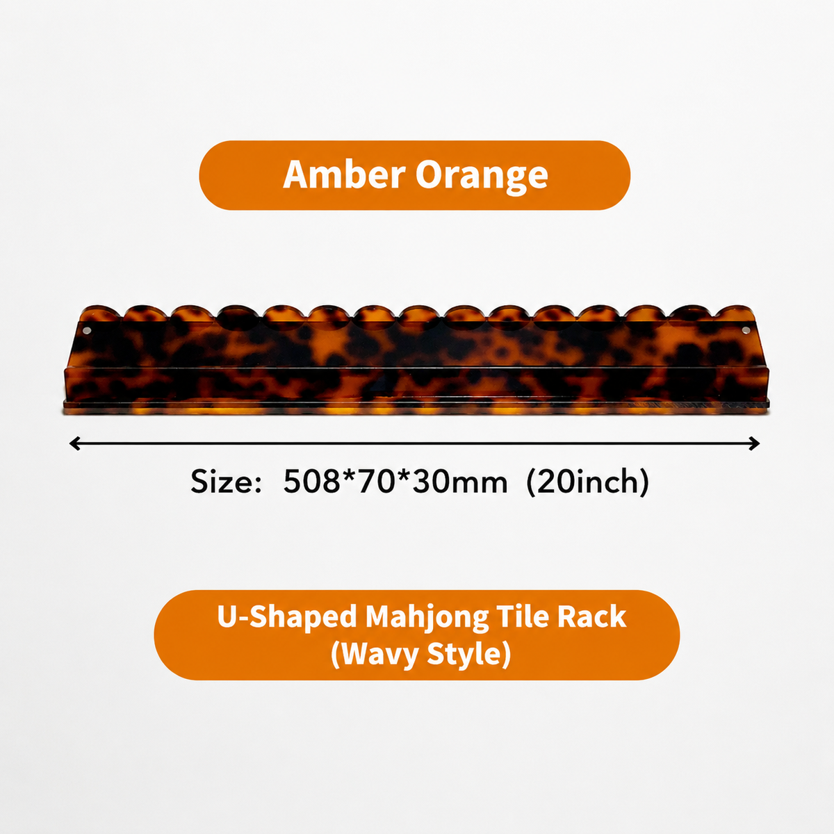 Acrylic Mahjong Push Rack – Tortoiseshell Style Tile Organizer for American Mahjong: 20‘’-Orange