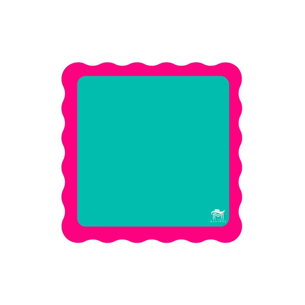 MINI MAHJONG MAT  |  Color Wave  |  21" x 21": Pink Center- Blue Scallop