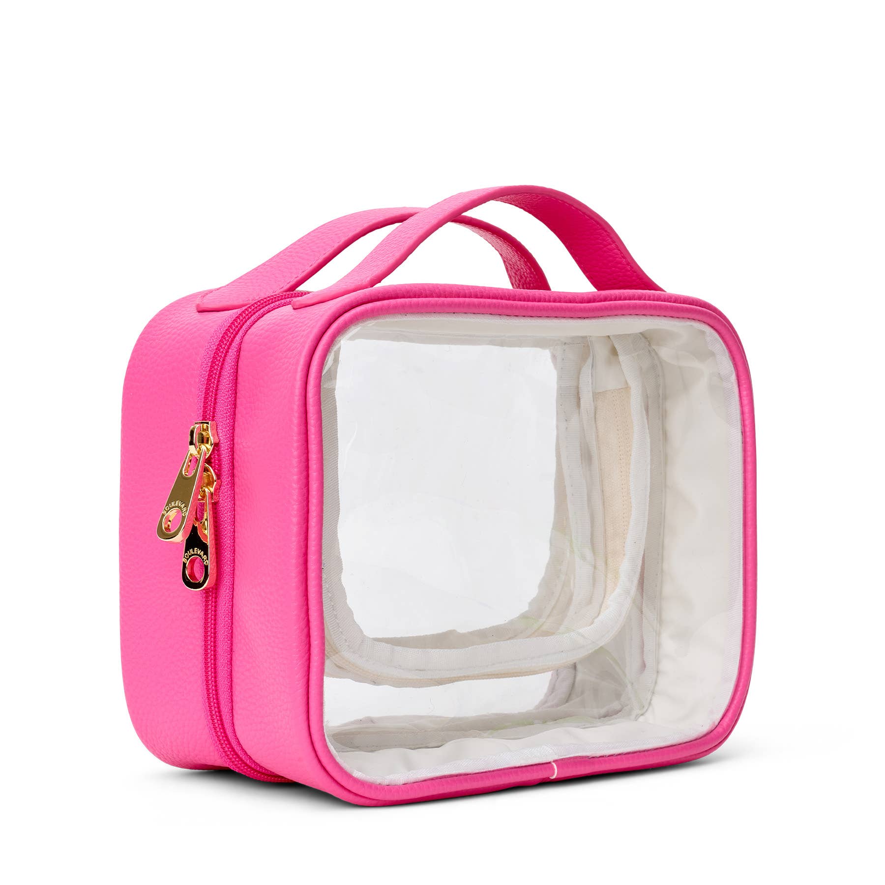 "Mojo" Clear Train Case (Personalizable) : Raspberry