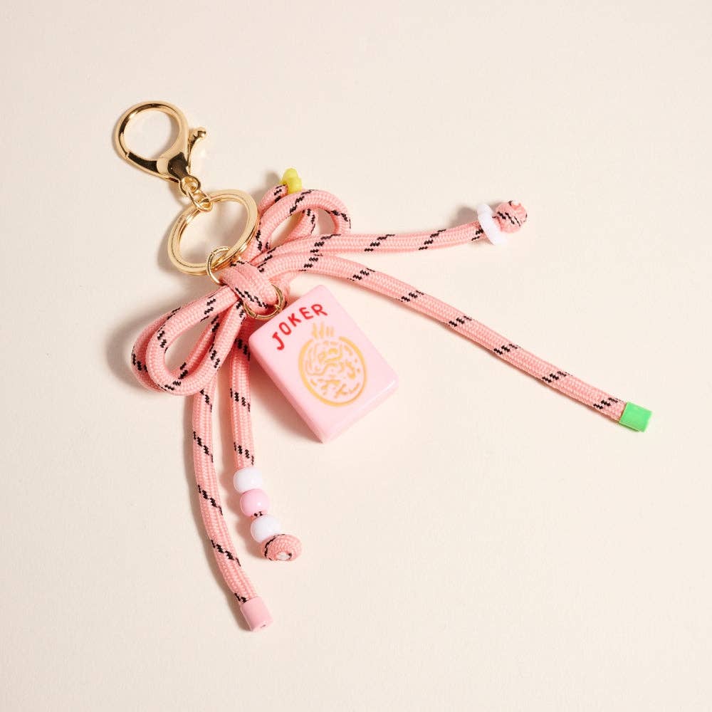 7 Inch Mahjong Joker Tile Cord Keychain Bag Charm: White / ONE