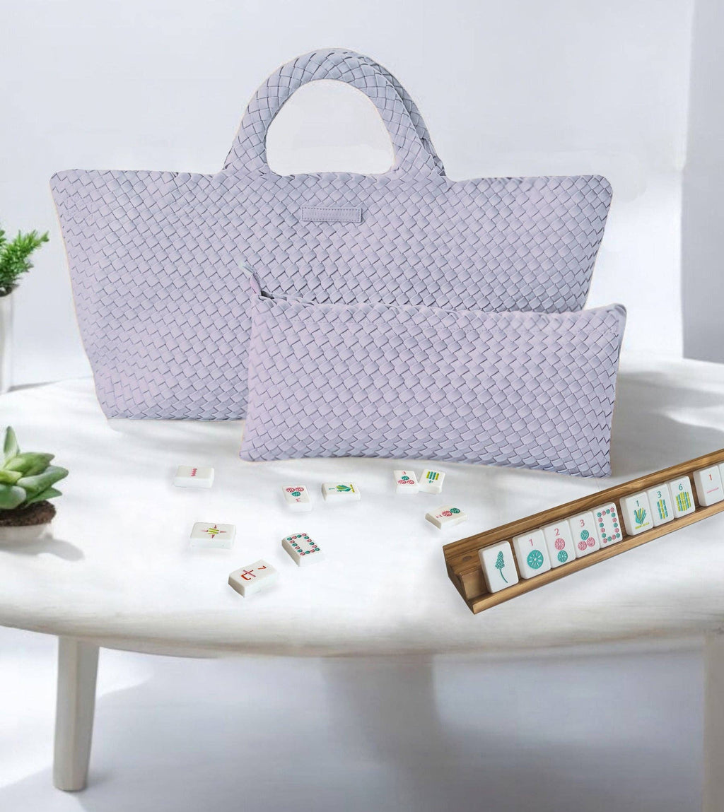 Woven Mahjong Carryall - Chartreuse