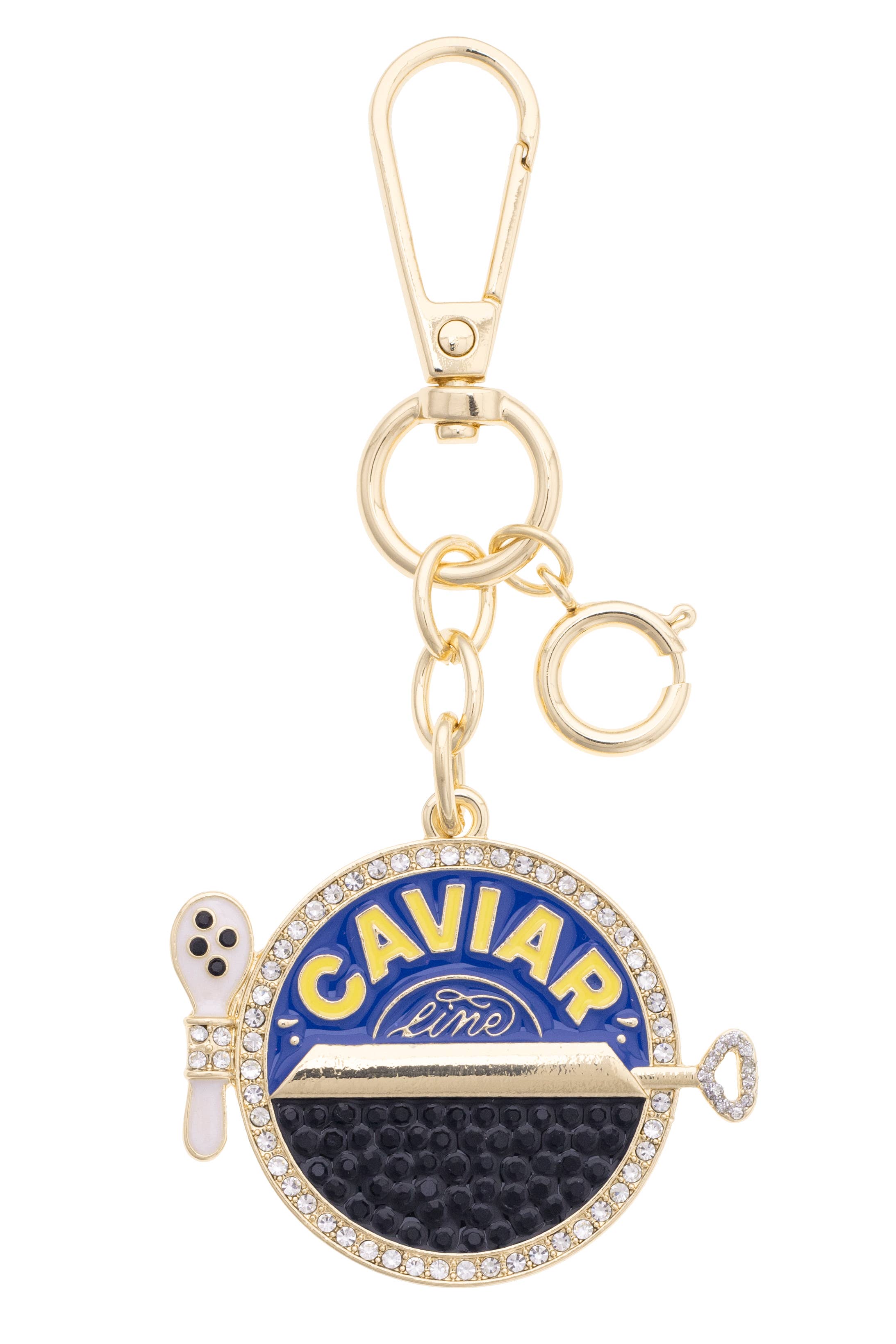 Rhinestone Caviar Tin Embellished Bag Charm in Multi