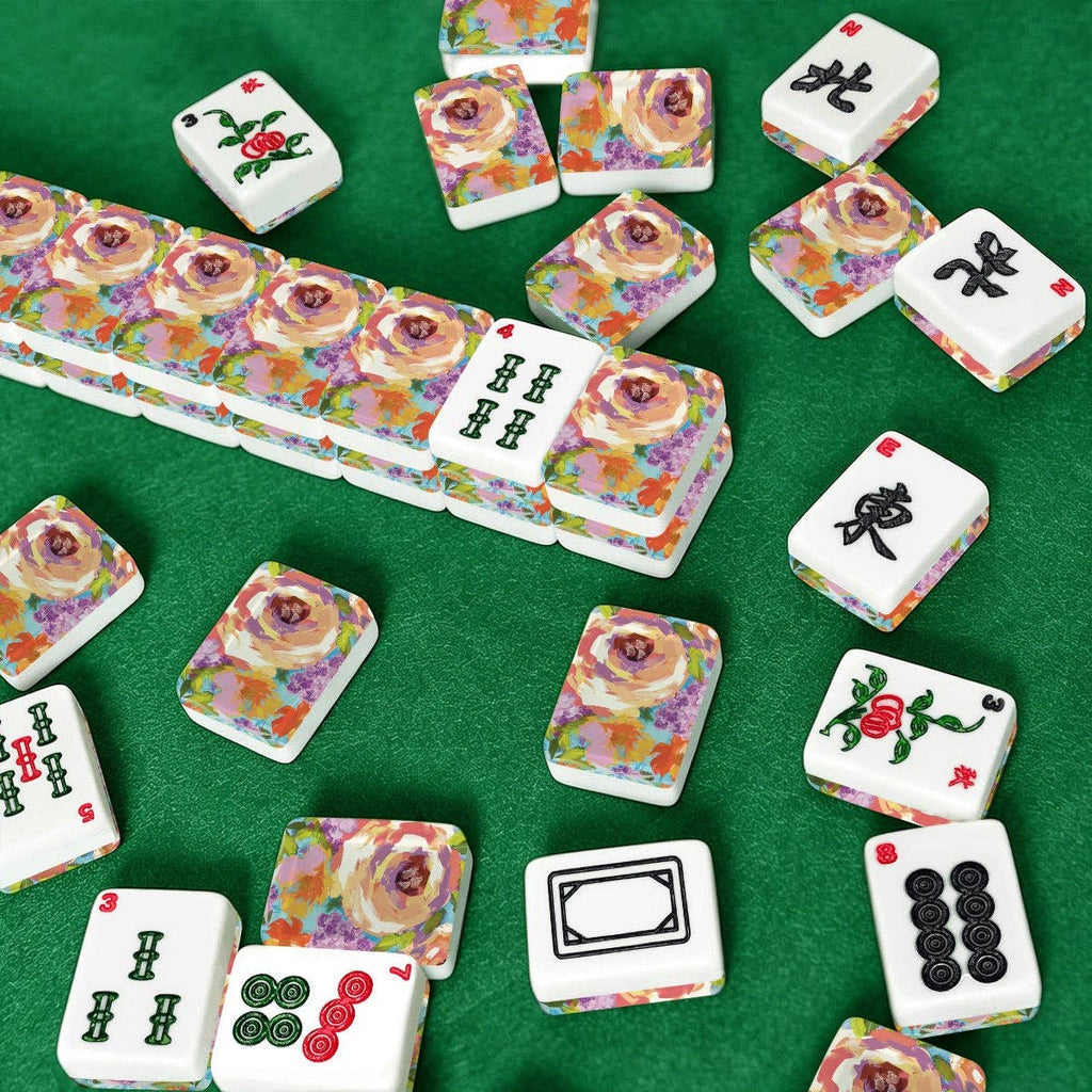 Painted Florals American Mahjong Tiles: Bag Set