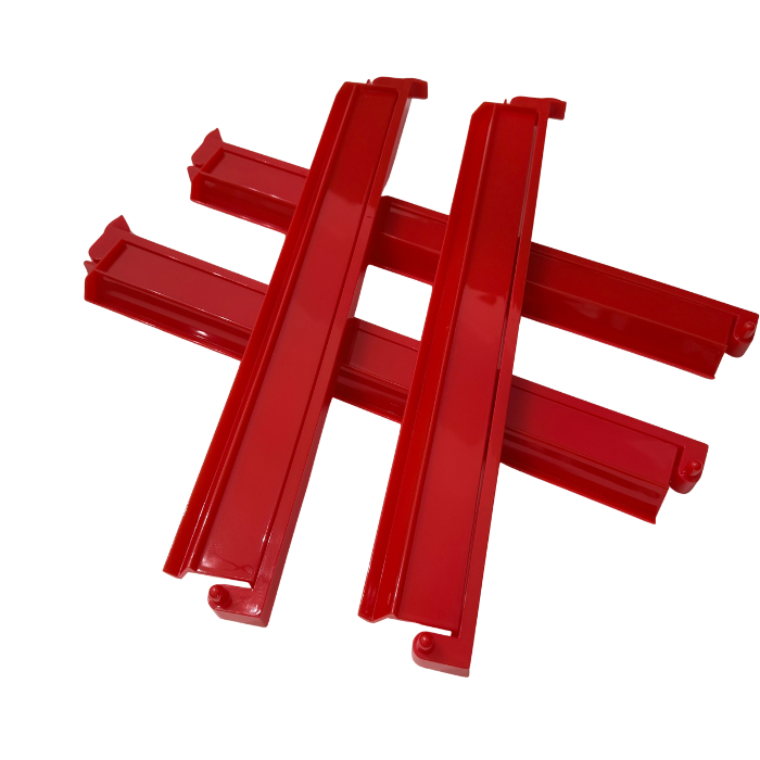 Mahjong Rack and Pusher Set of 4 - Solid Colors Red Blue White: Red