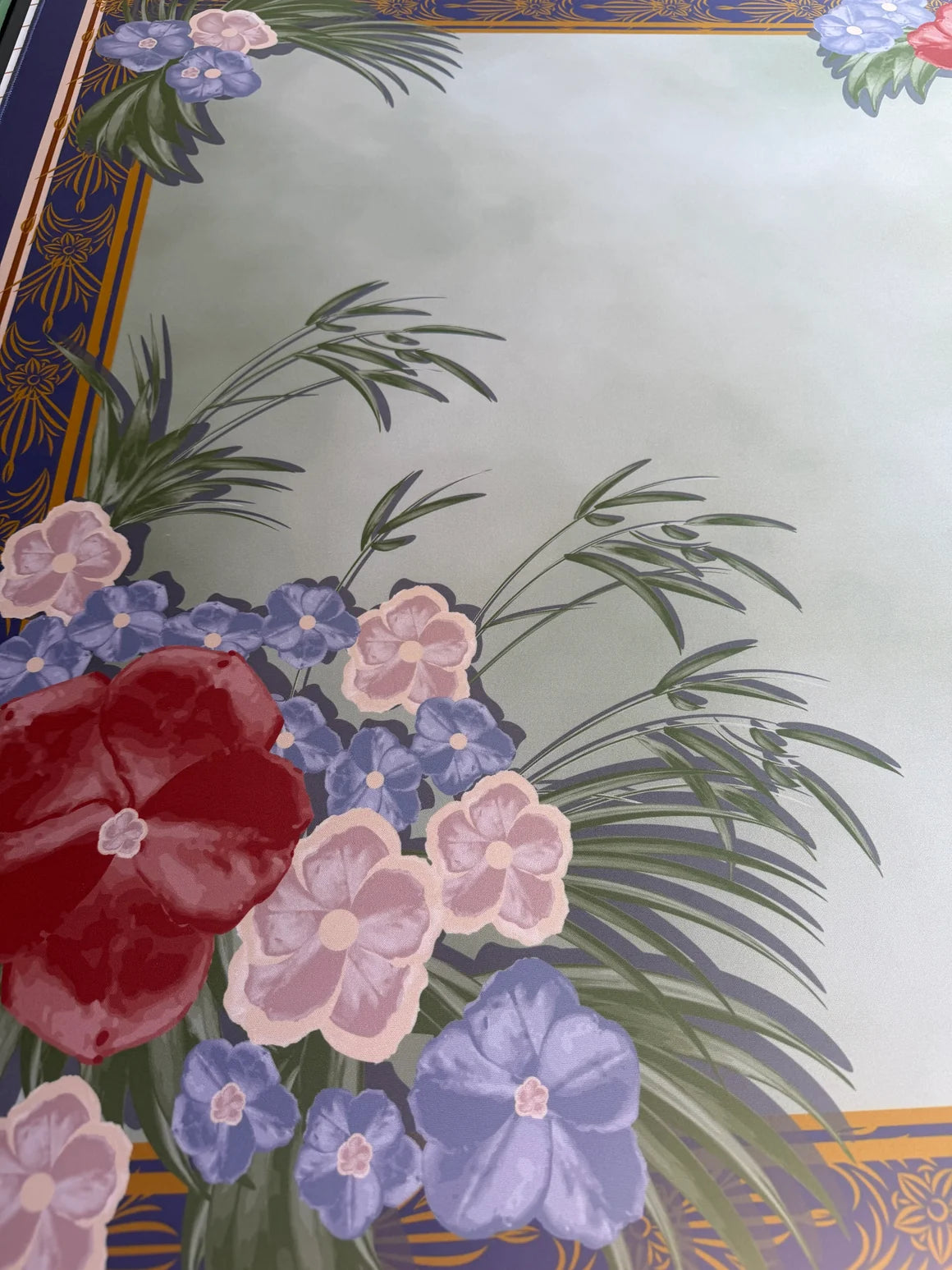 Luxe Mahjong Mat Azure Bloom