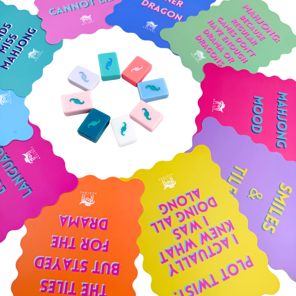 My Fair Mahjong “I Like Big Tiles” Pink Scalloped Shuffle Cards