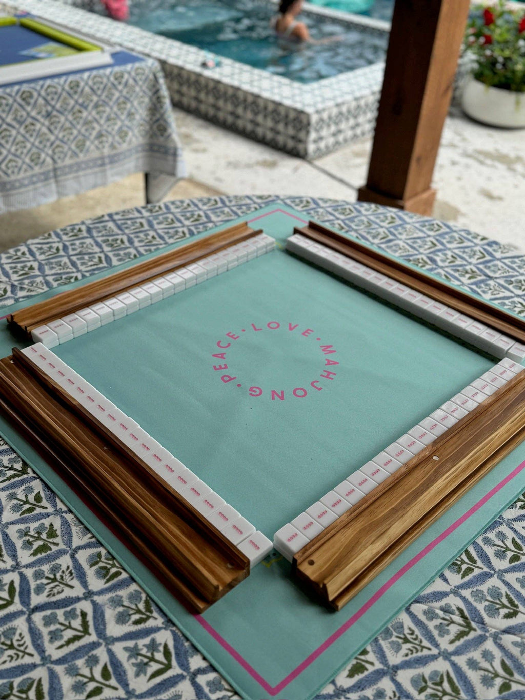 Mahjong Racks & Pushers (Set of 4): French Blue