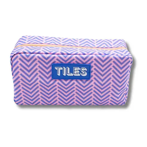 Premium Mahjong Tile Bags  |  Fits Most Large Tile Sets  : Stripes- Pink & Red Tile Bag