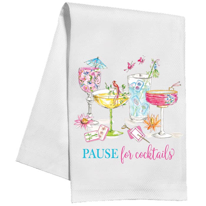 Cocktails Pause For Cocktails Mahjong Kitchen Towel