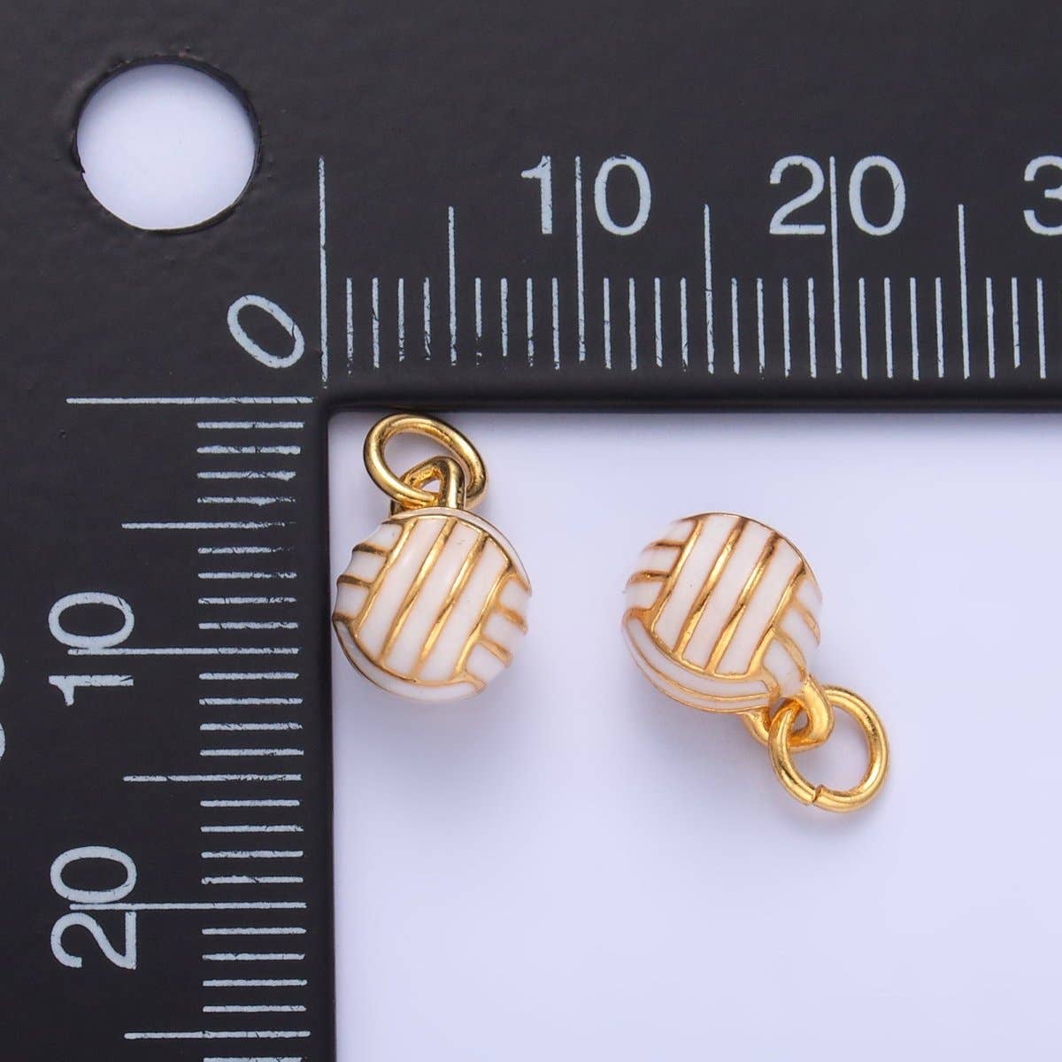 24K Gold Filled Volley Ball Enamel Multidimensional 3D Charm | W434