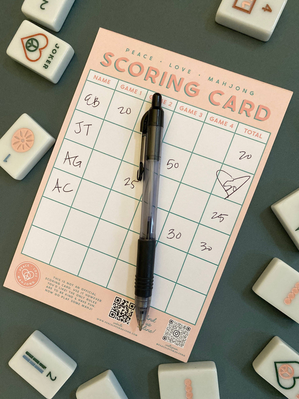 Mahjong Scoring Notepad: Light Pink
