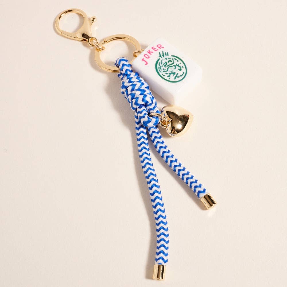Mahjong Tile Puffy Heart Cord Keychain Bag Charm: Pink / ONE