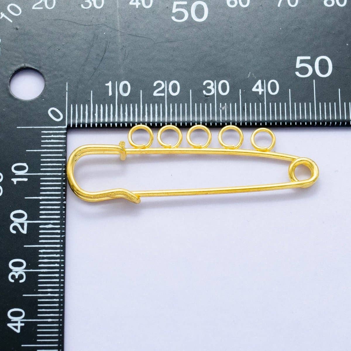 24K Gold Filled Safety Pin Shoe Bag Charm Keychain Finding | Z1074 Z1075: Three