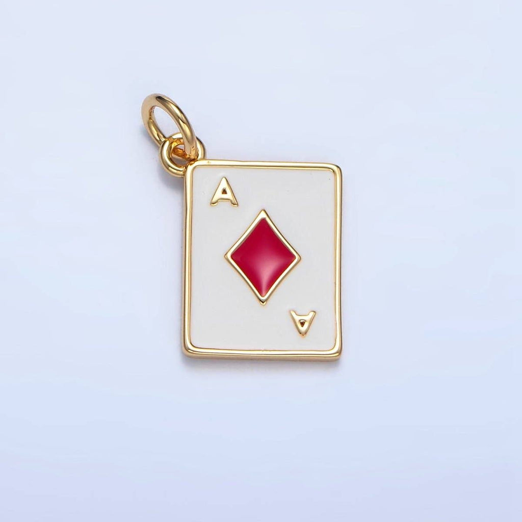 24K Gold Filled Ace Playing Cards Enamel Mini Charm | X879 - X882: Heart