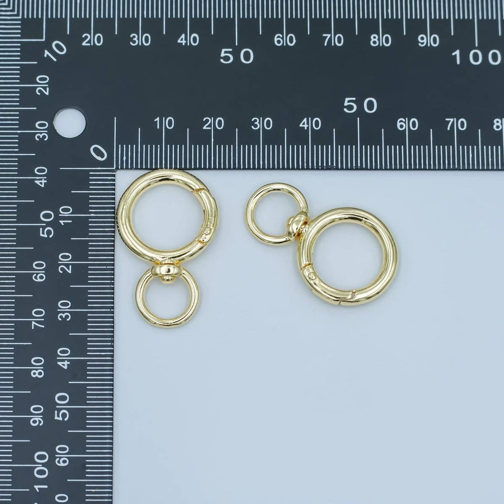 24K Gold Filled Round Push Gate Swivel Bag Charm Finding | Z1143