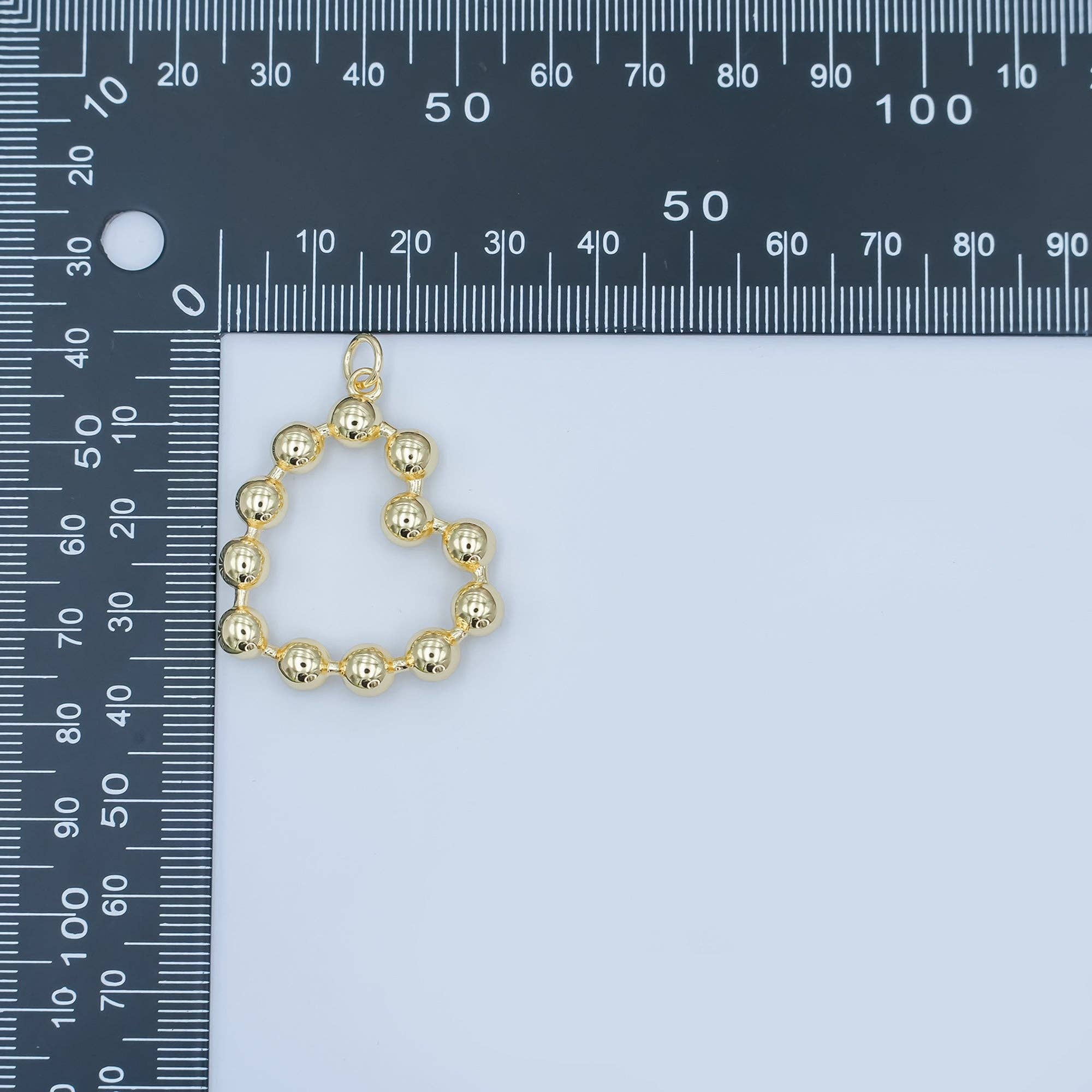 24K Gold Filled 30.5mm Beaded Bubble Heart Charm | M708