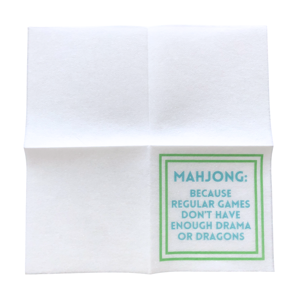 MAHJONG NAPKINS | 5'' x 5'' Luxury, Linen-Feel, Eco-Friendly: 04- Drama or Dragons