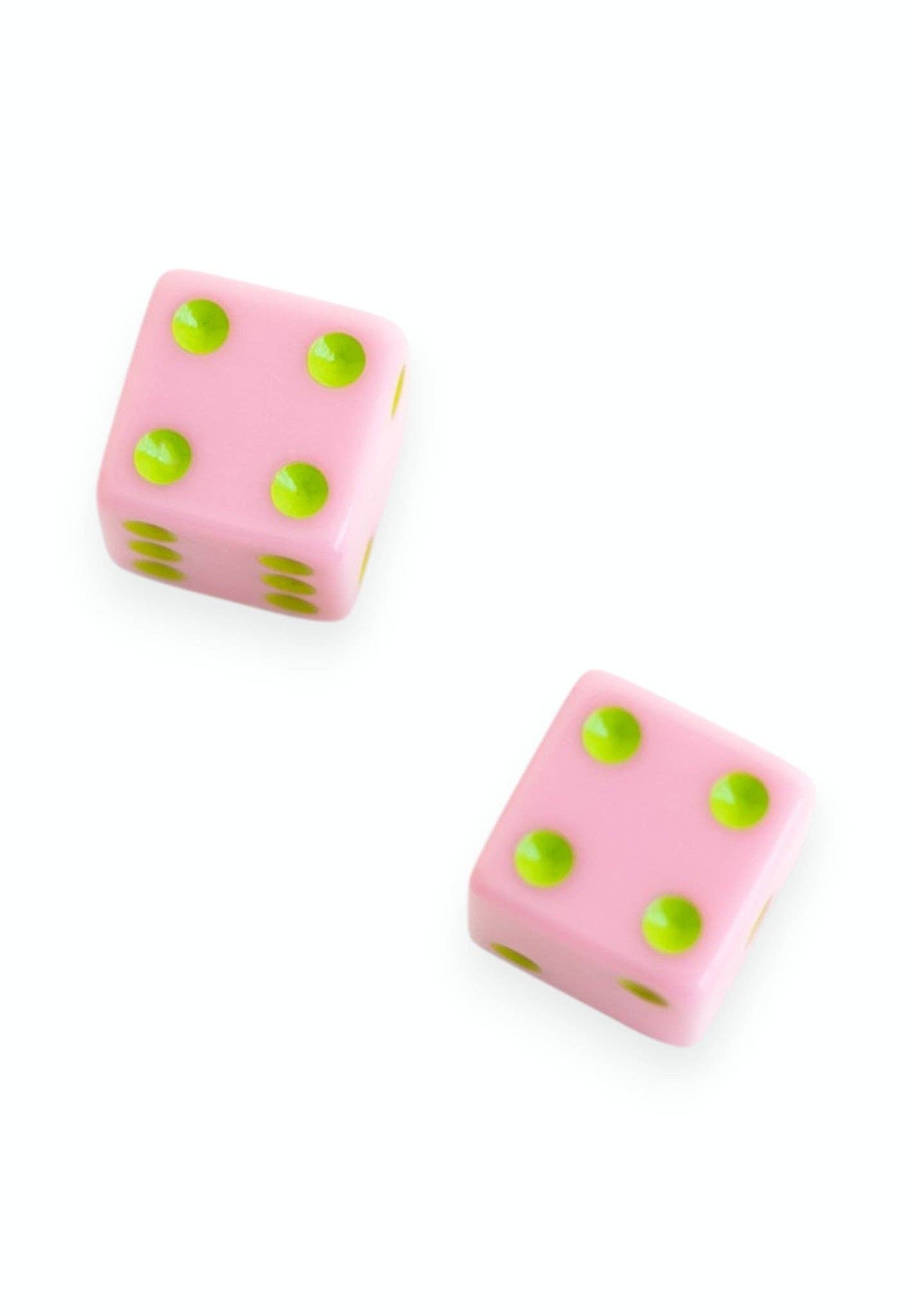 Dice (set of 2): Light Pink with Dark Green