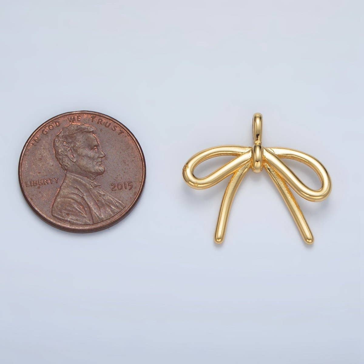 24K Gold Filled Minimalist Tied Ribbon Bow Pendant | I797