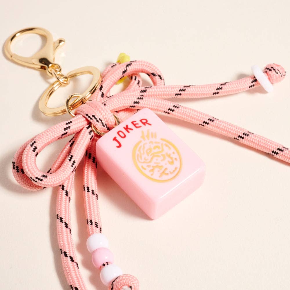 7 Inch Mahjong Joker Tile Cord Keychain Bag Charm: White / ONE