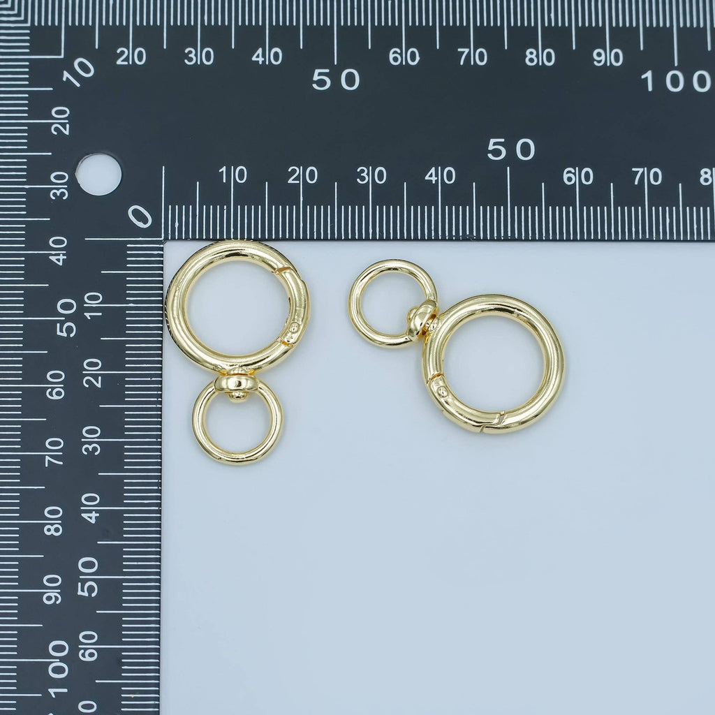 24K Gold Filled Round Push Gate Swivel Bag Charm Finding | Z1143