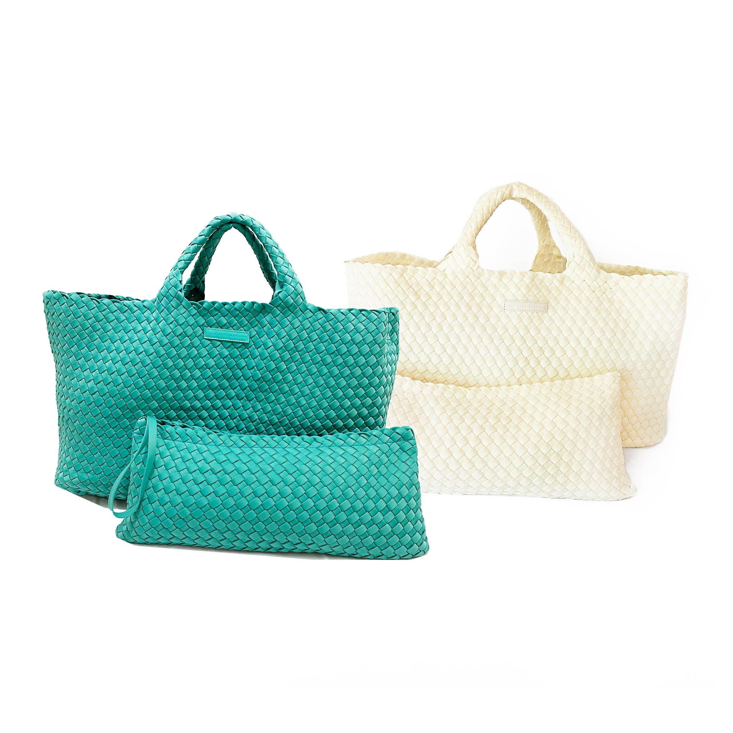 Woven Mahjong Carryall: Cream