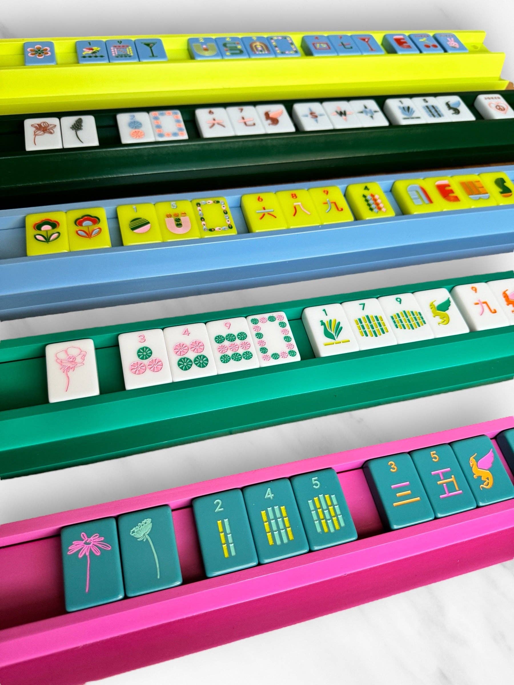 Mahjong Racks & Pushers (Set of 4): French Blue