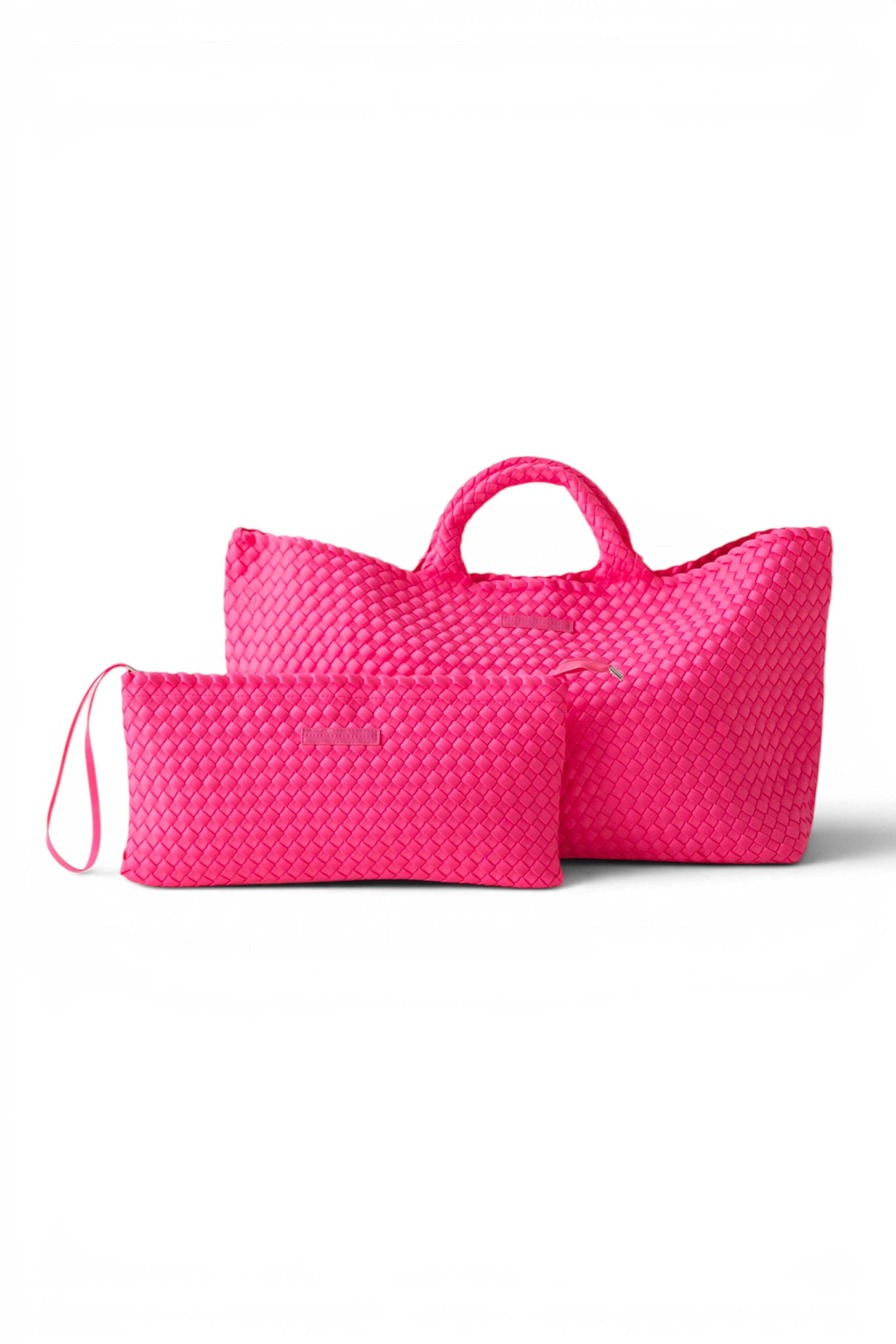 Mahjong Bag - Woven Carryall with Matching Tile Pouch: Light Blue