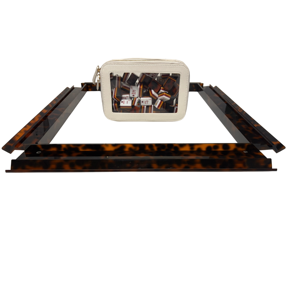 Luxury Handmade Tortoise Shell Acrylic Mahjong Racks and Pushers Set of 4: Tortoise Shell