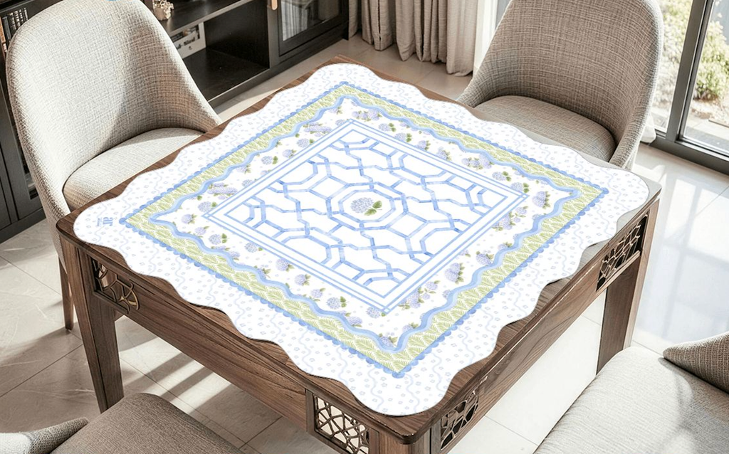 Hamptons Hydrangea Mahjong Mat | The House of Hydrangea Coll: 31.5" Square
