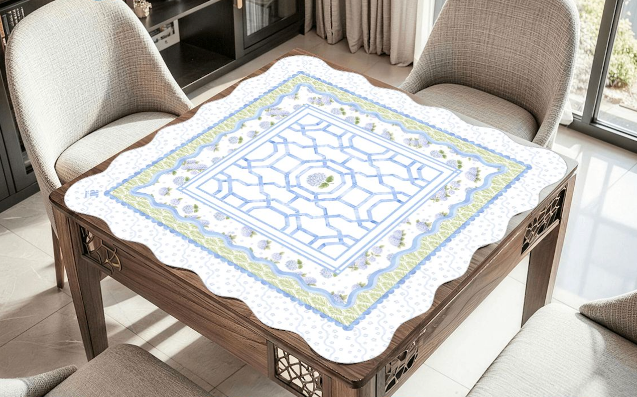 Hamptons Hydrangea Mahjong Mat | The House of Hydrangea Coll: 31.5" Square