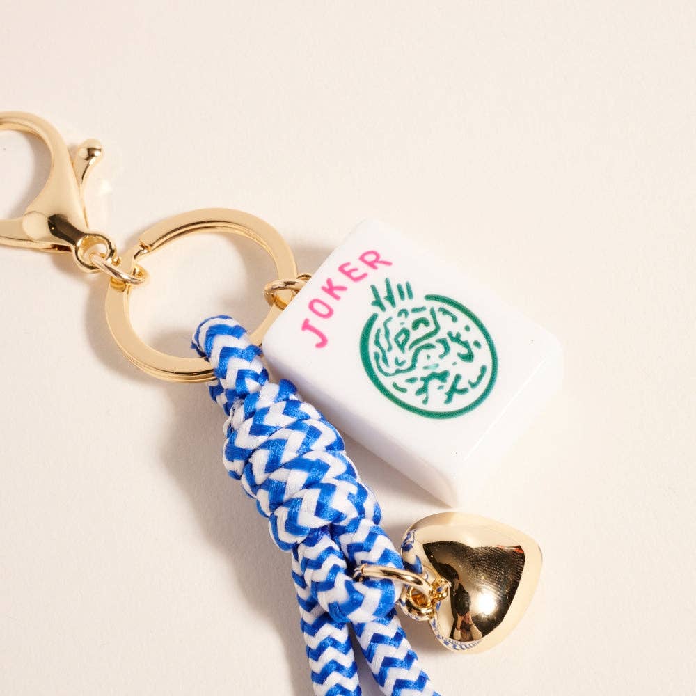 Mahjong Tile Puffy Heart Cord Keychain Bag Charm: Pink / ONE