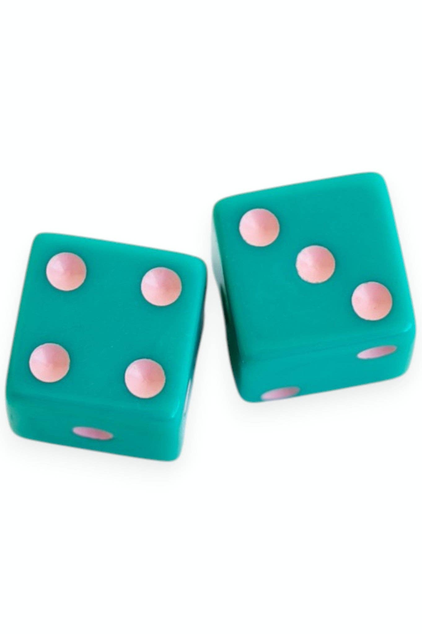 Dice (set of 2): Light Pink with Dark Green