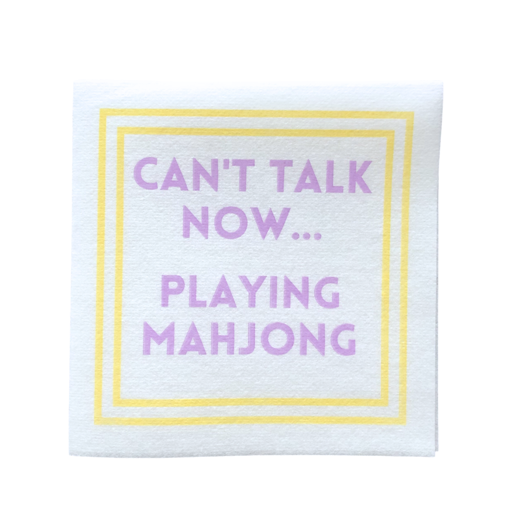 MAHJONG NAPKINS | 5'' x 5'' Luxury, Linen-Feel, Eco-Friendly: 09- Friends Don't Miss Mahjong