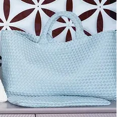 Woven Mahjong Carryall: Light Blue