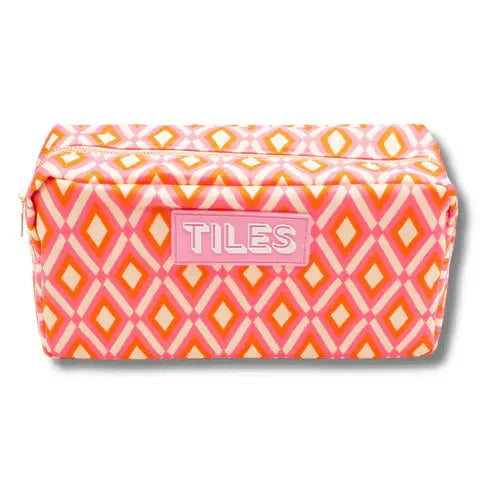 Premium Mahjong Tile Bags  |  Fits Most Large Tile Sets  : Stripes- Pink & Red Tile Bag
