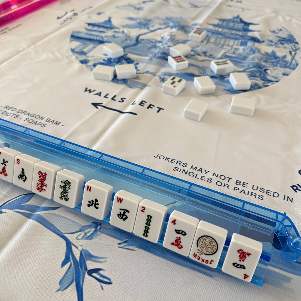 Bright Blue Mahjong Rack and Pusher Set: Bright Blue