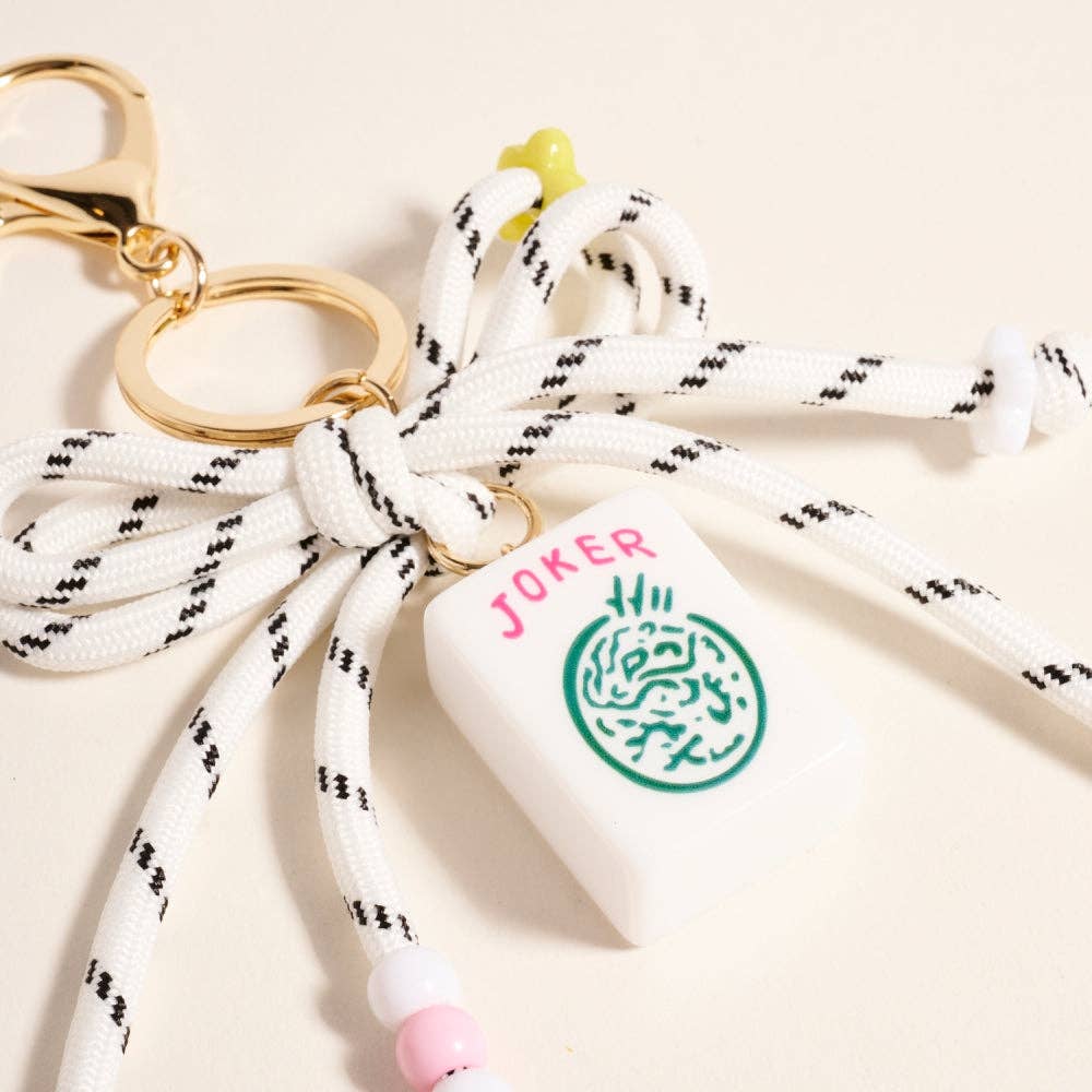 7 Inch Mahjong Joker Tile Cord Keychain Bag Charm: Pink / ONE
