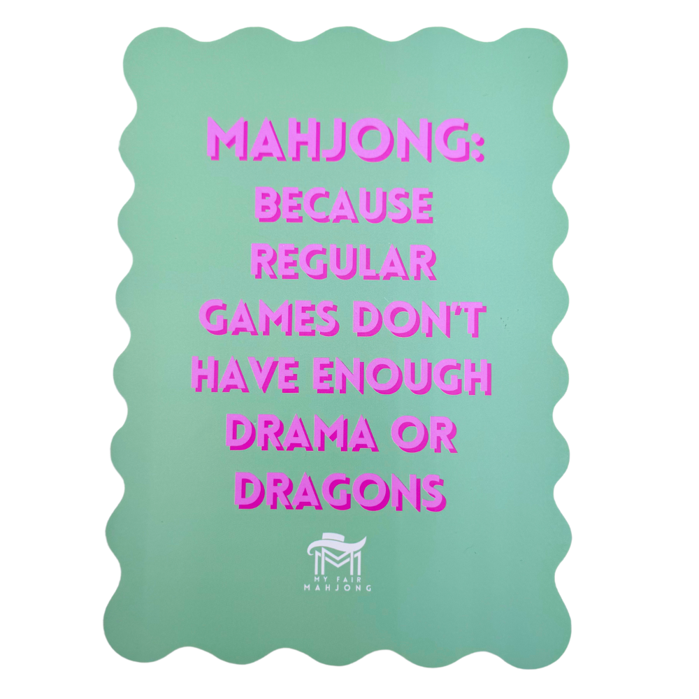 My Fair Mahjong “I Like Big Tiles” Pink Scalloped Shuffle Cards