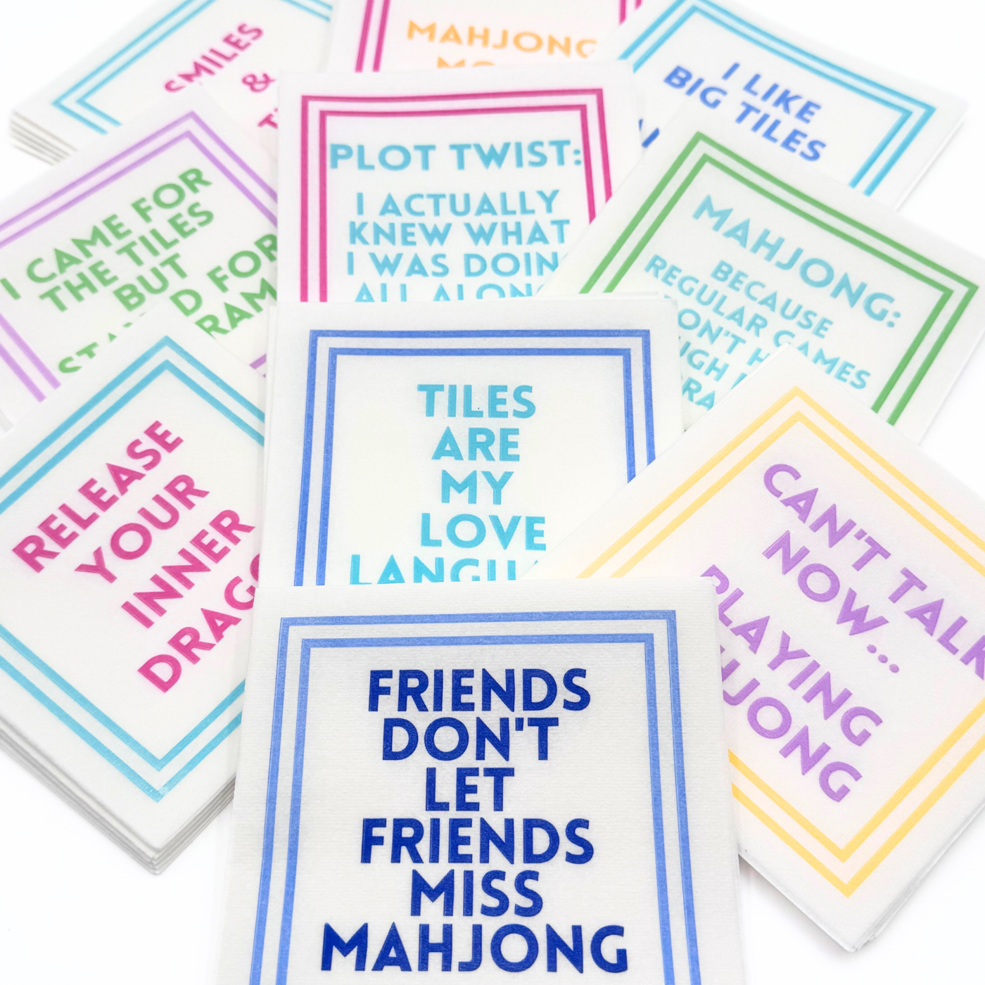 MAHJONG NAPKINS | 5'' x 5'' Luxury, Linen-Feel, Eco-Friendly: 02- Love Language