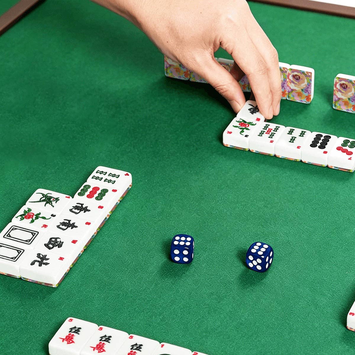 Painted Florals American Mahjong Tiles: Bag Set
