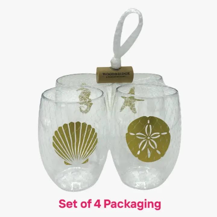 MAHJONG Unbreakable Tritan Plastic Stemless Wine Tumblers: 4pk