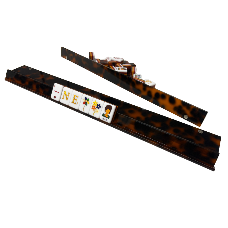 Luxury Handmade Tortoise Shell Acrylic Mahjong Racks and Pushers Set of 4: Tortoise Shell