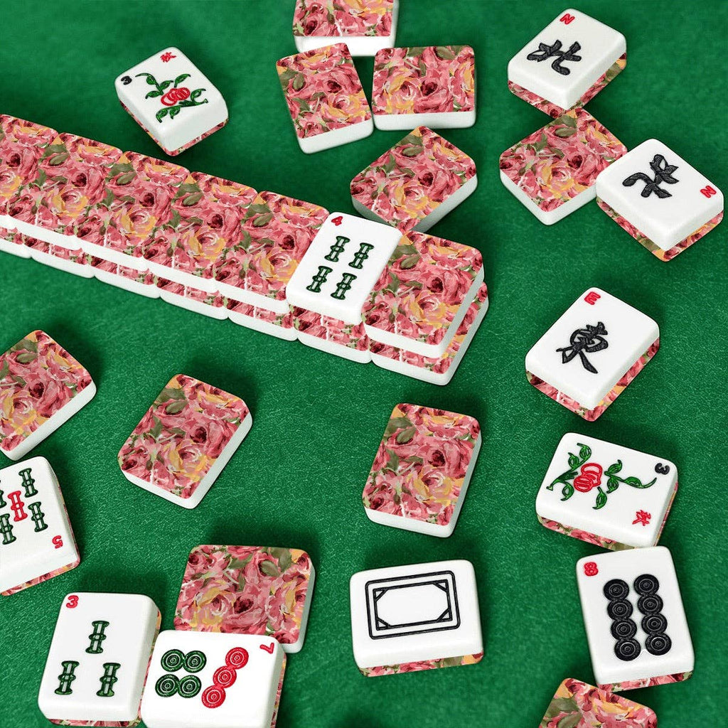 Hand painted Roses American Mahjong Tiles: Bag Set